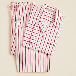 J crew Cotton poplin long-sleeve pajama pant set in peppermint stripe